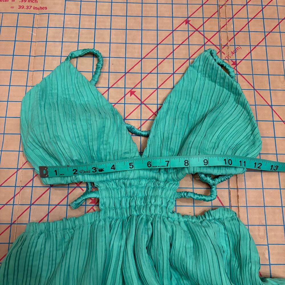 Jonathan Simkhai Liz Pleated‎ Gown Kiwi Green Cutout Maxi Est. Large *READ DESC* - Picture 11 of 11